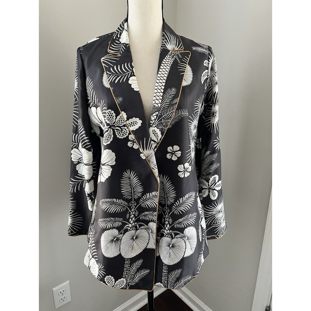 J. Crew Silk Wrap Blazer Tropical Floral Print Size Small EUC